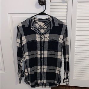 J. Crew navy and cream flannel shirt